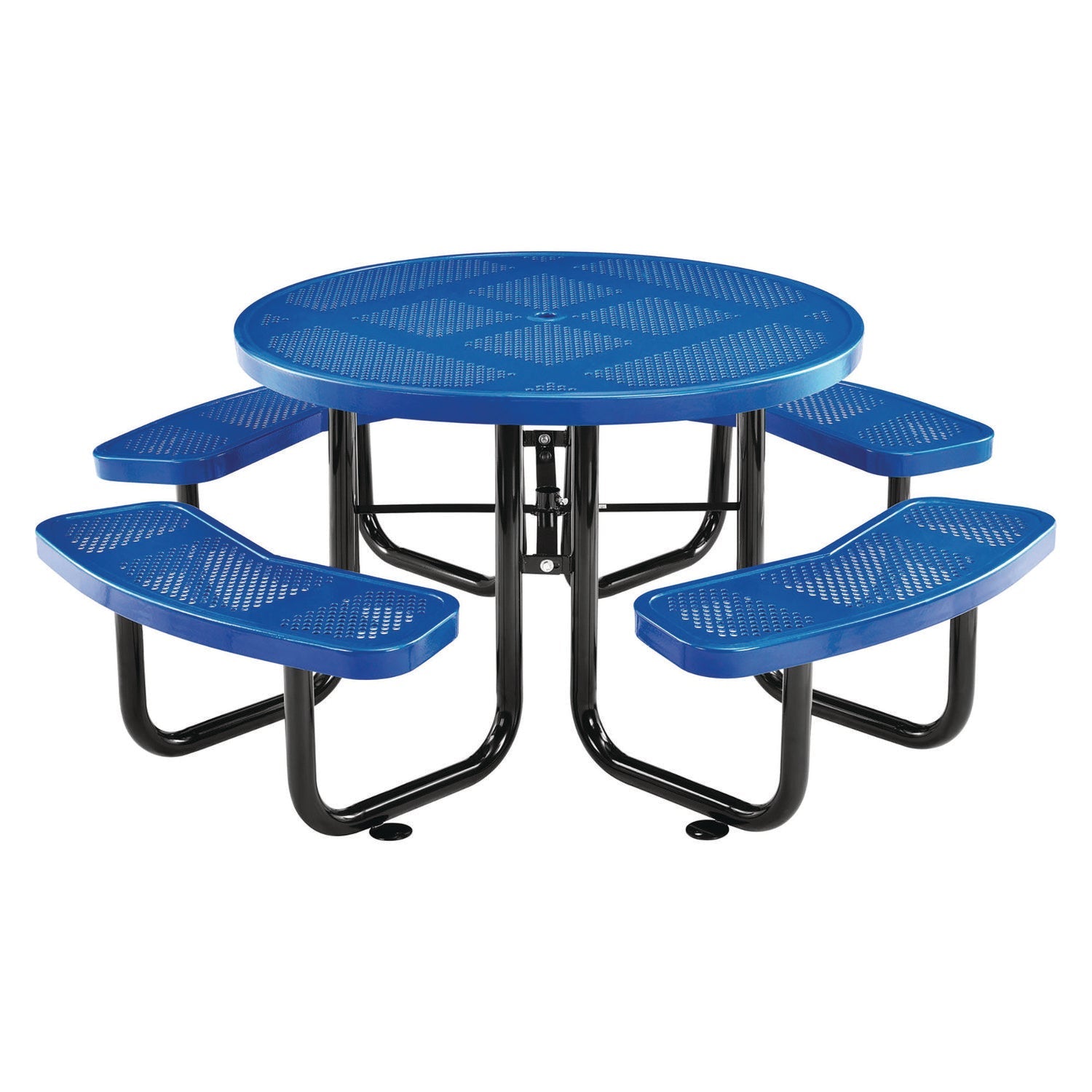 global-industrial-perforated-steel-picnic-table-round-46-dia-x-29-5h-blue-top-blue-base-legs-gbe262078bl_1